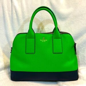 Kate Spade Emerald Green and Navy two-toned tote handbag/crossbody